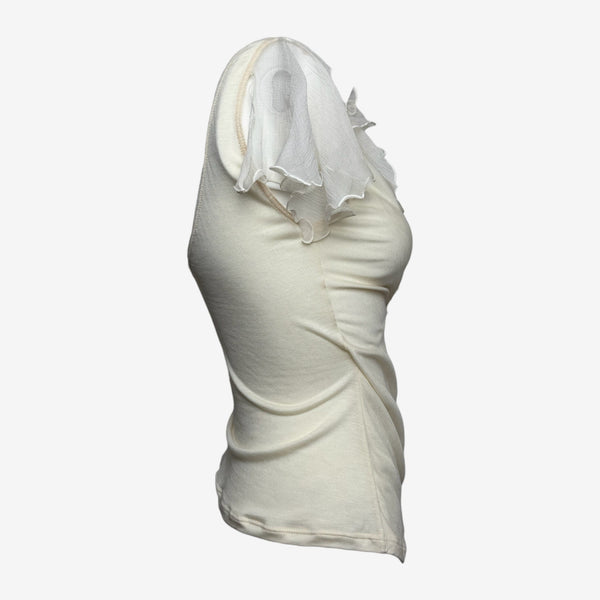 Christian Dior by John Galliano S/S 2005 Cream Draped Ruffled Top