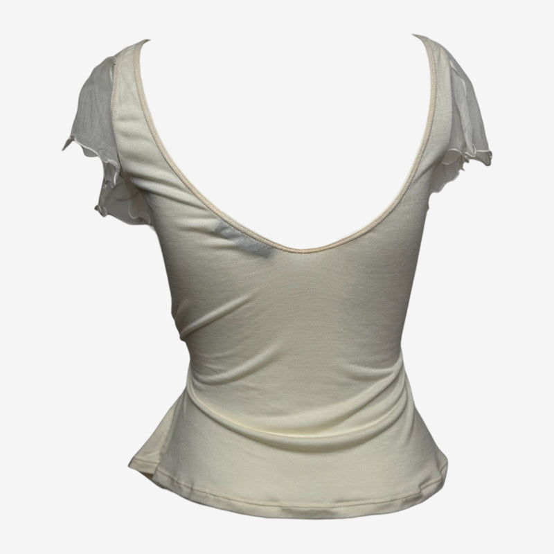 Christian Dior by John Galliano S/S 2005 Cream Draped Ruffled Top