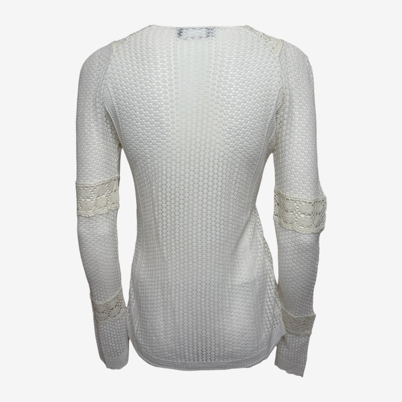 Christian Dior by John Galliano S/S 2005 White Open-Knit Lace-Insert Top