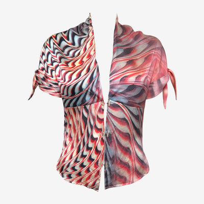 Roberto Cavalli S/S 2001 Psychedelic Marbled-Print Short-Sleeve Top