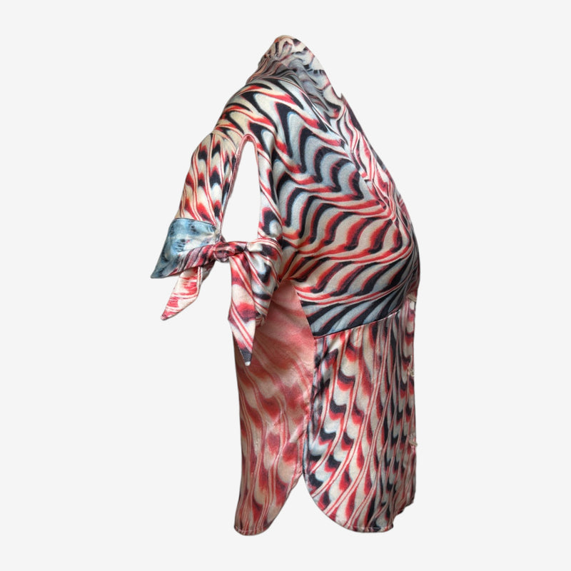 Roberto Cavalli S/S 2001 Psychedelic Marbled-Print Short-Sleeve Top