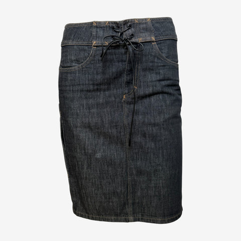 Gucci by Tom Ford S/S 2002 Dark Indigo Lace-Up Denim Mini Skirt