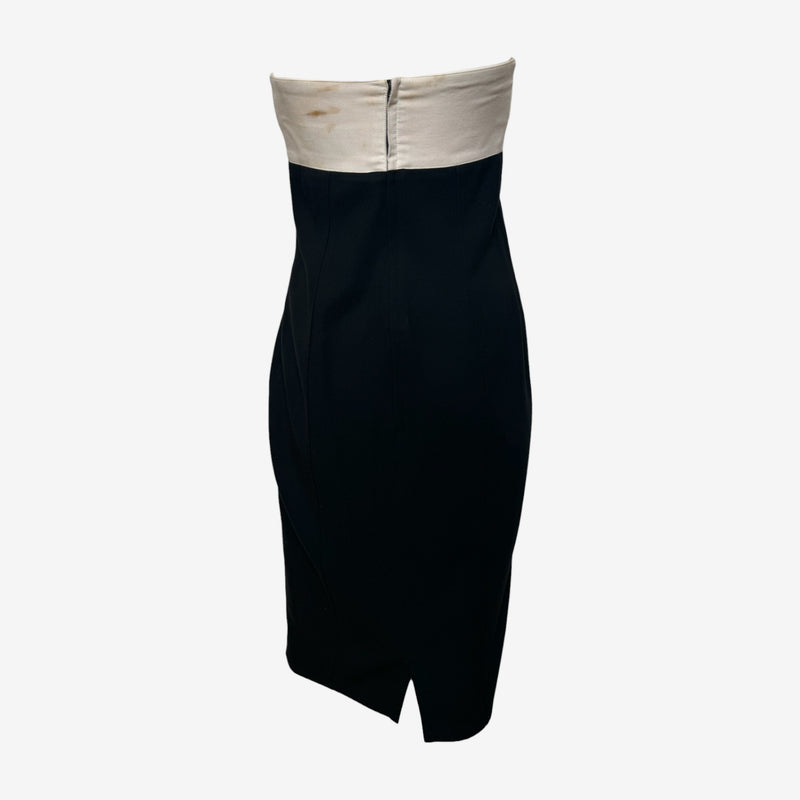 Gianni Versace 1990s Black And Ivory Bow-Detail Strapless Midi Dress