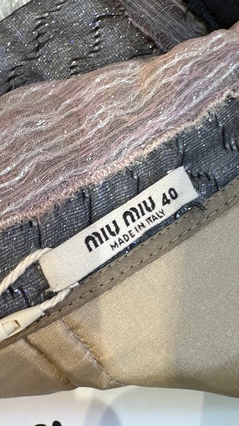 Miu Miu F/W 2007 Grey & Mint Textured Jacquard Strapless Corseted Cocktail Dress