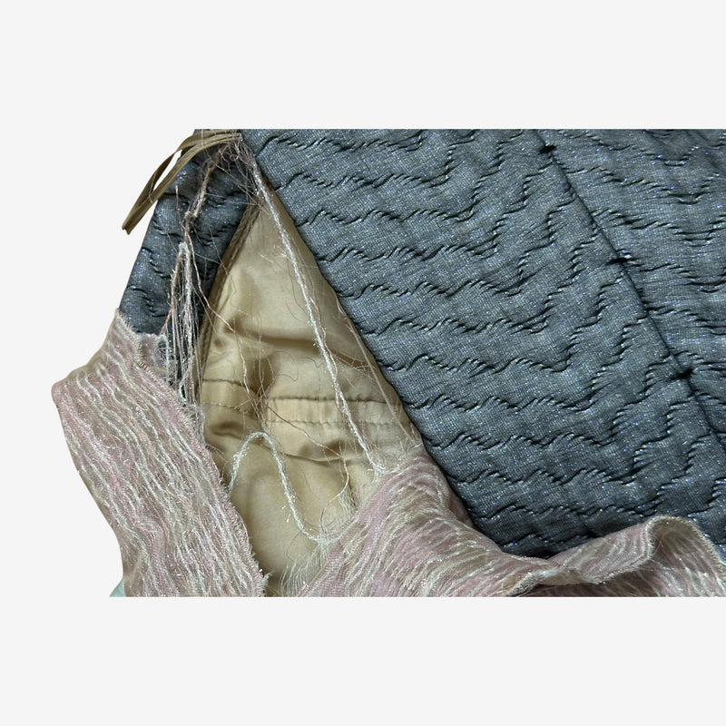Miu Miu F/W 2007 Grey & Mint Textured Jacquard Strapless Corseted Cocktail Dress