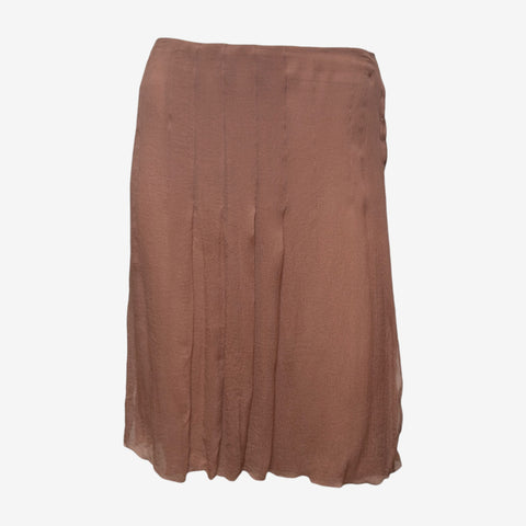Prada 2000s Dusty Rose Panelled Crinkle Midi Skirt