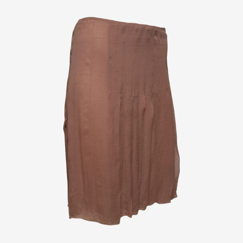 Prada 2000s Dusty Rose Panelled Crinkle Midi Skirt