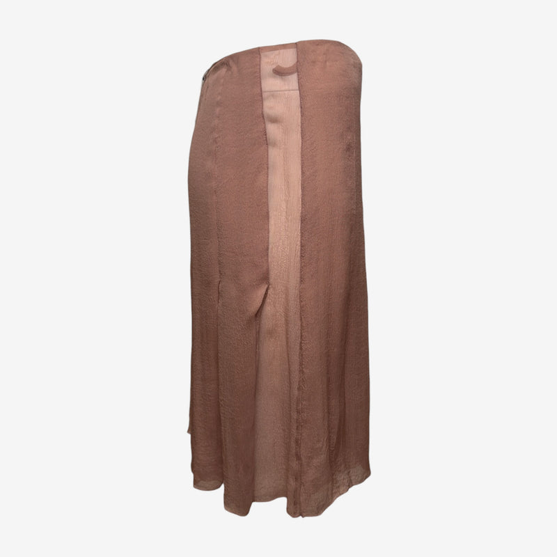 Prada 2000s Dusty Rose Panelled Crinkle Midi Skirt