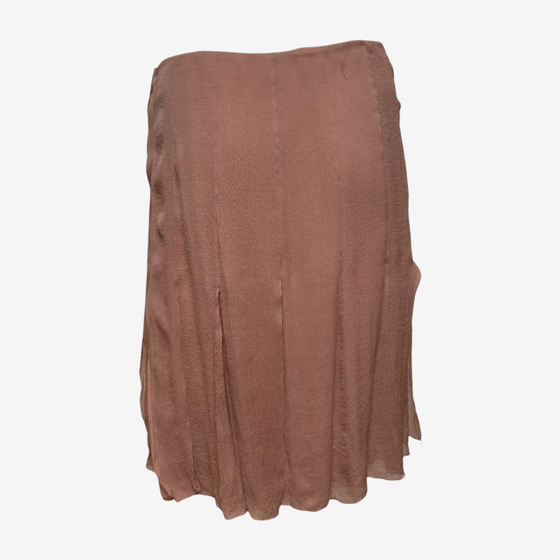 Prada 2000s Dusty Rose Panelled Crinkle Midi Skirt