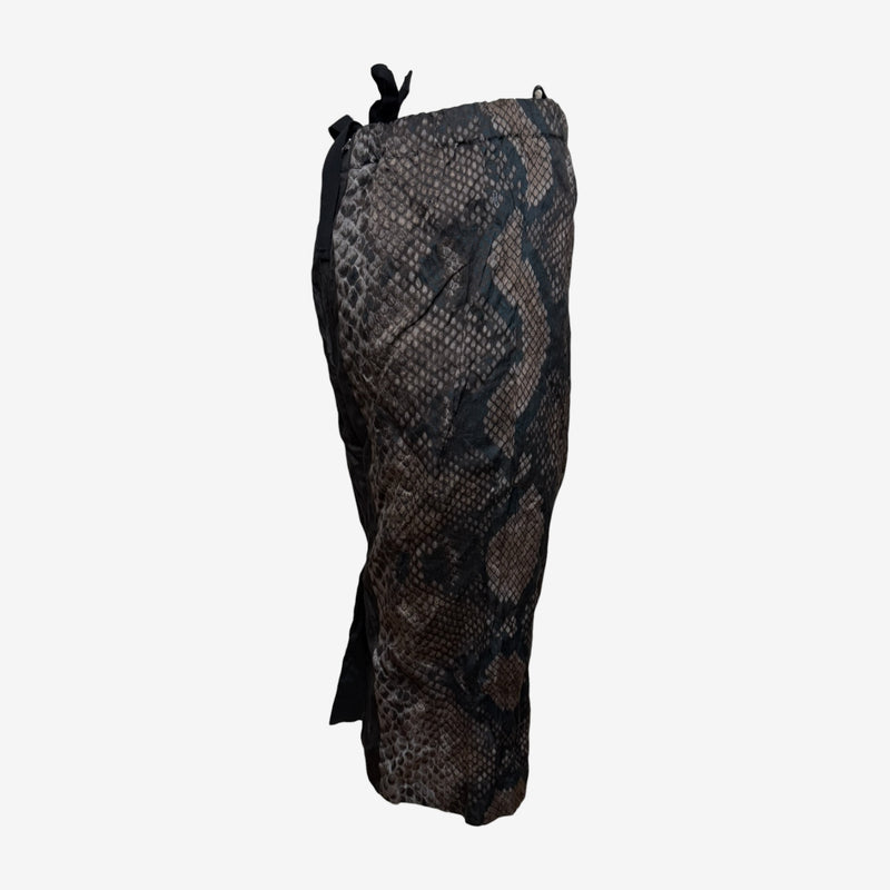 Prada S/S 2009 Brown Snakeskin-Print Metallic-Stripe Pencil Skirt
