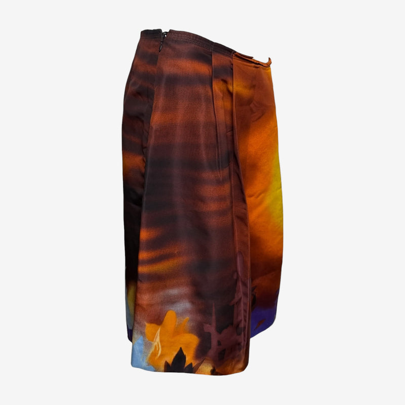 Prada F/W 2004 Amber Floral-Print Panelled Midi Skirt
