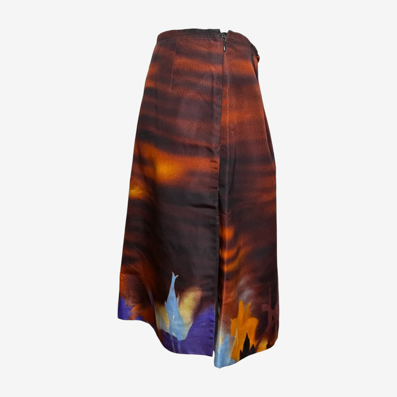 Prada F/W 2004 Amber Floral-Print Panelled Midi Skirt