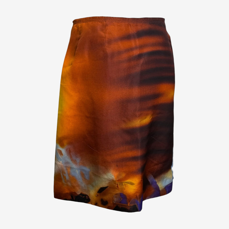 Prada F/W 2004 Amber Floral-Print Panelled Midi Skirt