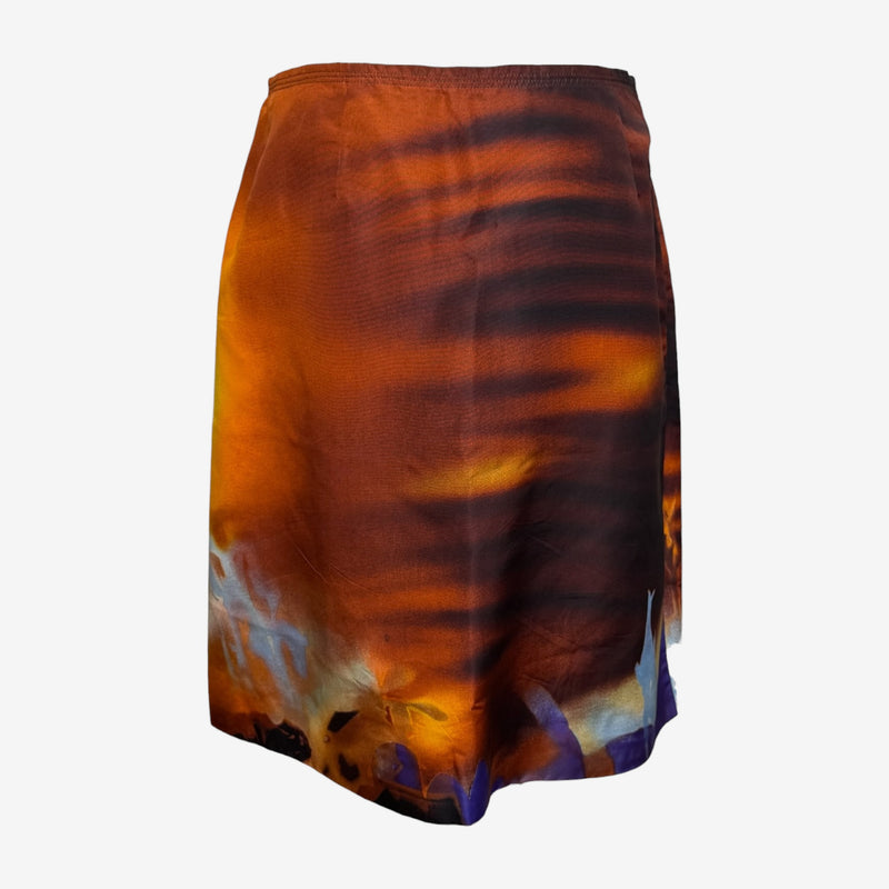 Prada F/W 2004 Amber Floral-Print Panelled Midi Skirt