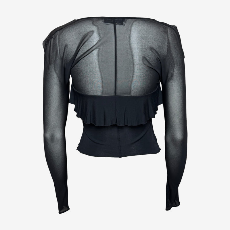 Yves Saint Laurent by Tom Ford F/W 2003 Black Sheer Ruffled Top