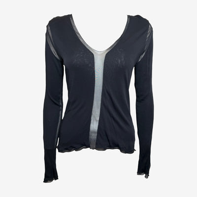 Yves Saint Laurent by Tom Ford S/S 2003 Black Sheer-Panelled Long-Sleeve Top