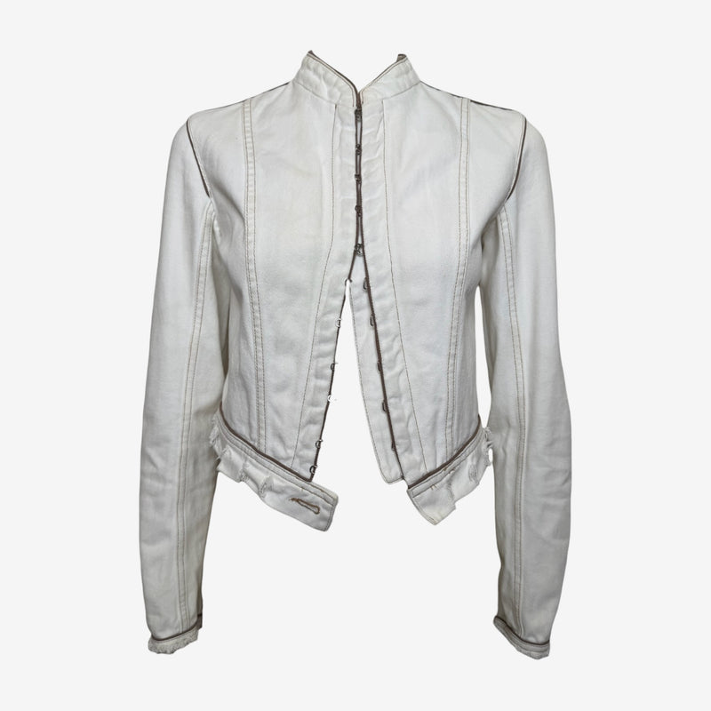 Alexander McQueen S/S 2003 White Corseted Denim Jacket