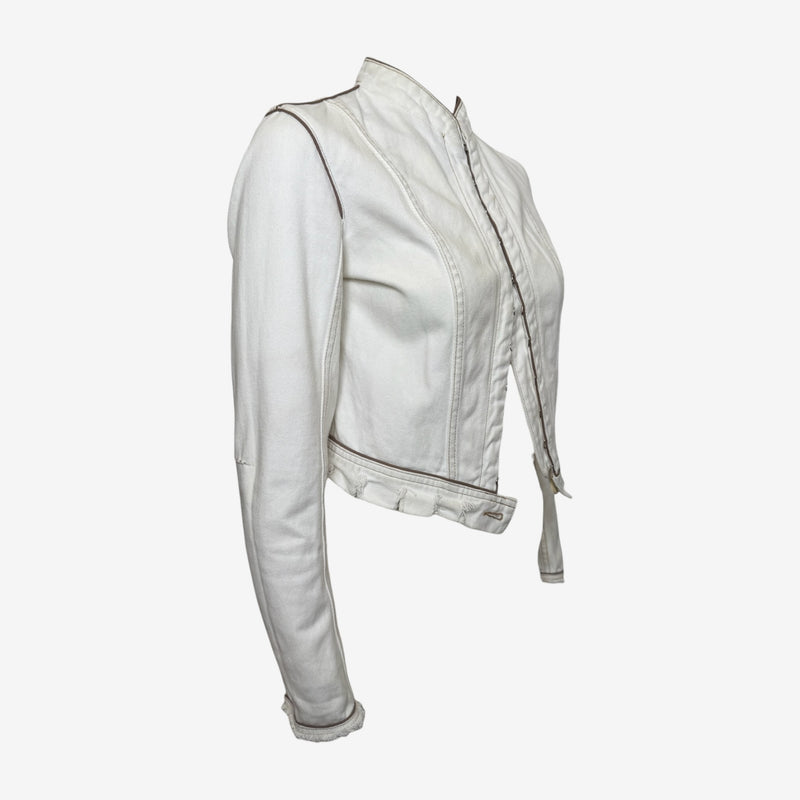 Alexander McQueen S/S 2003 White Corseted Denim Jacket