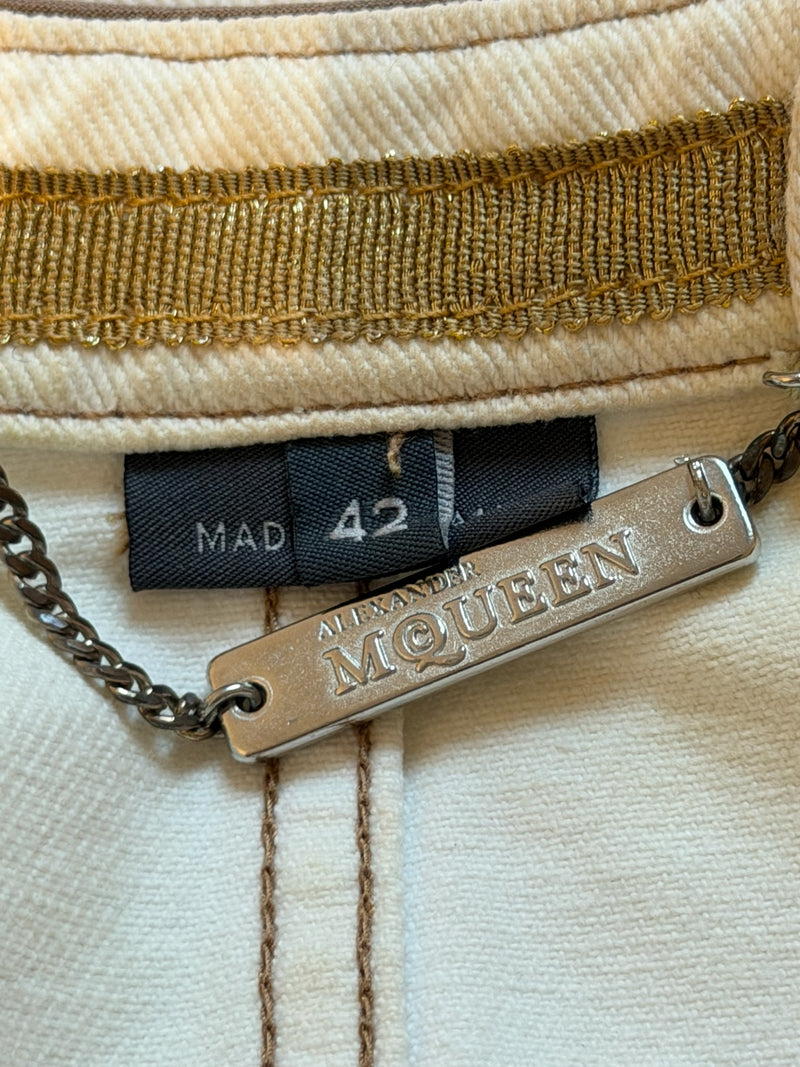 Alexander McQueen S/S 2003 White Corseted Denim Jacket