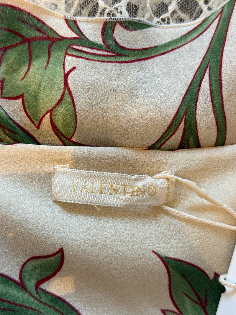 Valentino S/S 2006 Ivory Floral-Print Lace-Panelled Camisole Top