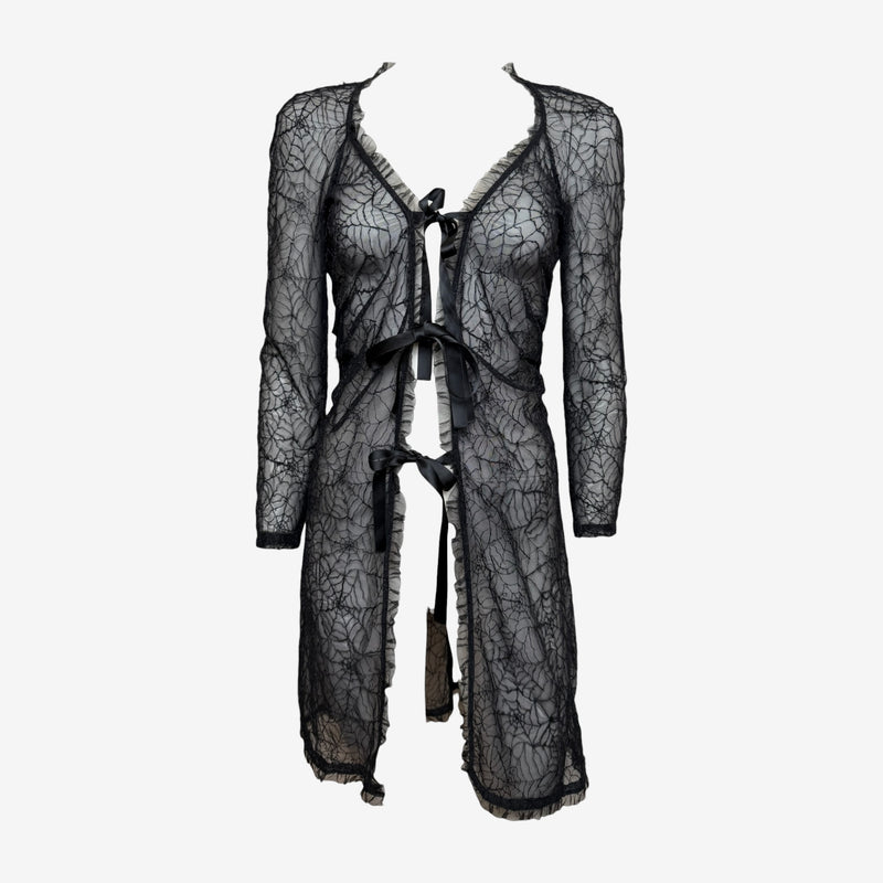 Lolita Lempicka F/W 1995 Black Sheer Cobweb Lace Midi Dress
