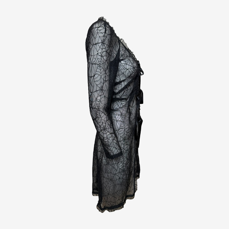 Lolita Lempicka F/W 1995 Black Sheer Cobweb Lace Midi Dress
