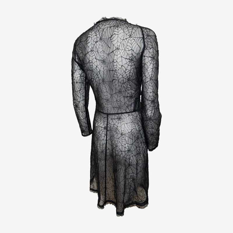 Lolita Lempicka F/W 1995 Black Sheer Cobweb Lace Midi Dress