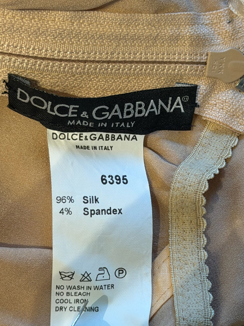 Dolce & Gabbana S/S 2003 Nude Silk Lace-Up Boned Corset Top