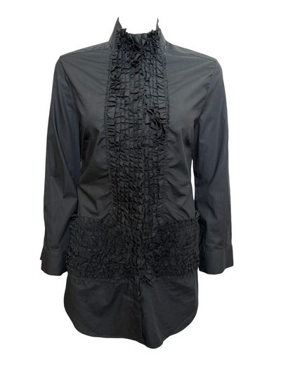 Alexander McQueen S/S 2002 Black Ruffled Tuxedo Shirt