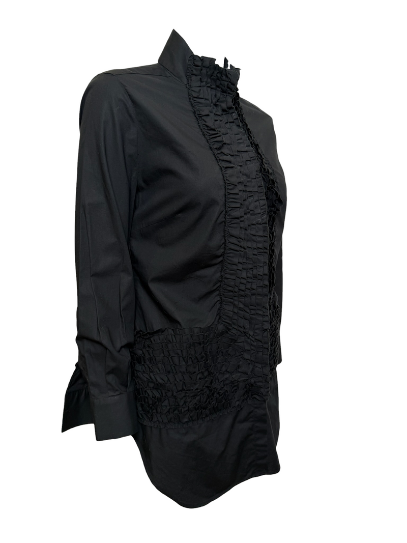 Alexander McQueen S/S 2002 Black Ruffled Tuxedo Shirt