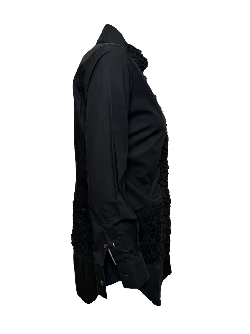 Alexander McQueen S/S 2002 Black Ruffled Tuxedo Shirt