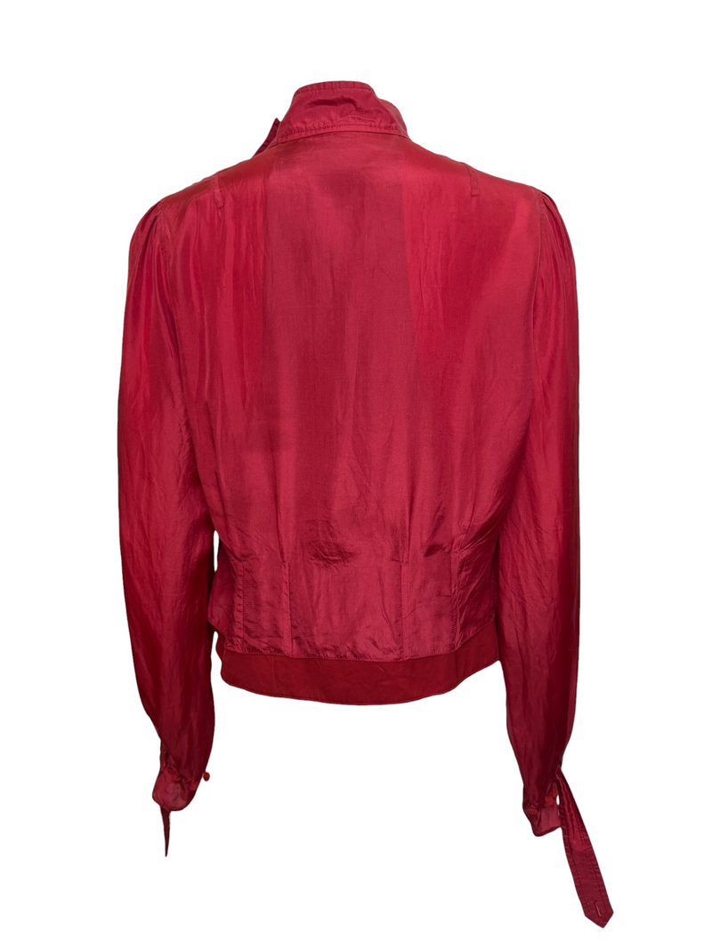 Yves Saint Laurent by Tom Ford F/W 2004 Rive Gauche Red Satin-Finish Blouson Shirt