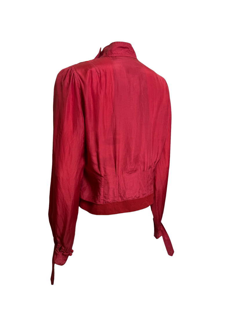 Yves Saint Laurent by Tom Ford F/W 2004 Rive Gauche Red Satin-Finish Blouson Shirt