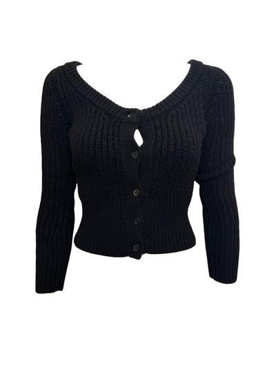 Prada Black Chunky-Knit Cropped Cardigan