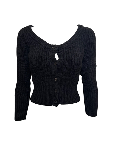 Prada Black Chunky-Knit Cropped Cardigan