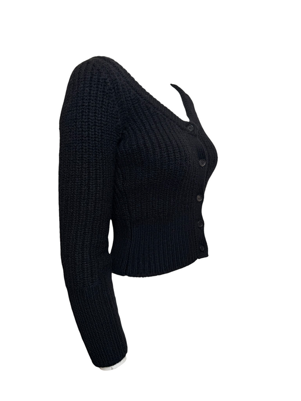 Prada Black Chunky-Knit Cropped Cardigan