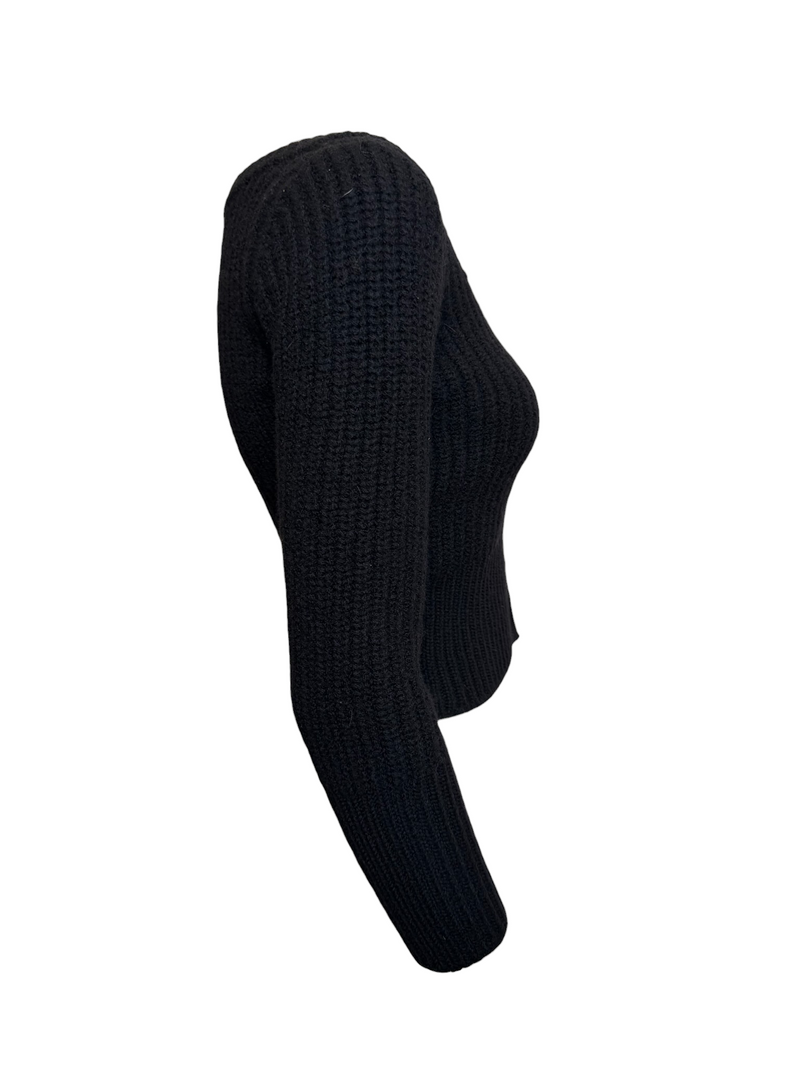 Prada Black Chunky-Knit Cropped Cardigan