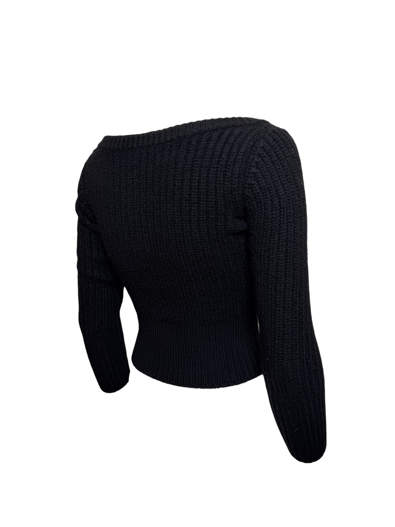Prada Black Chunky-Knit Cropped Cardigan