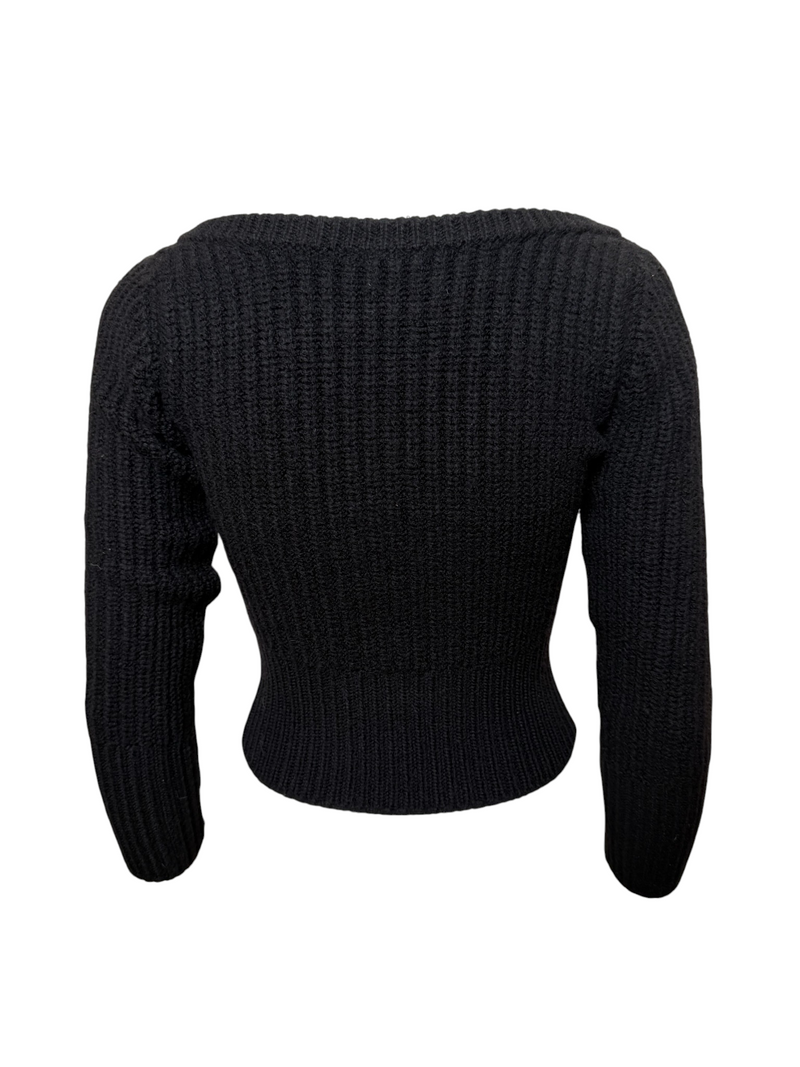 Prada Black Chunky-Knit Cropped Cardigan