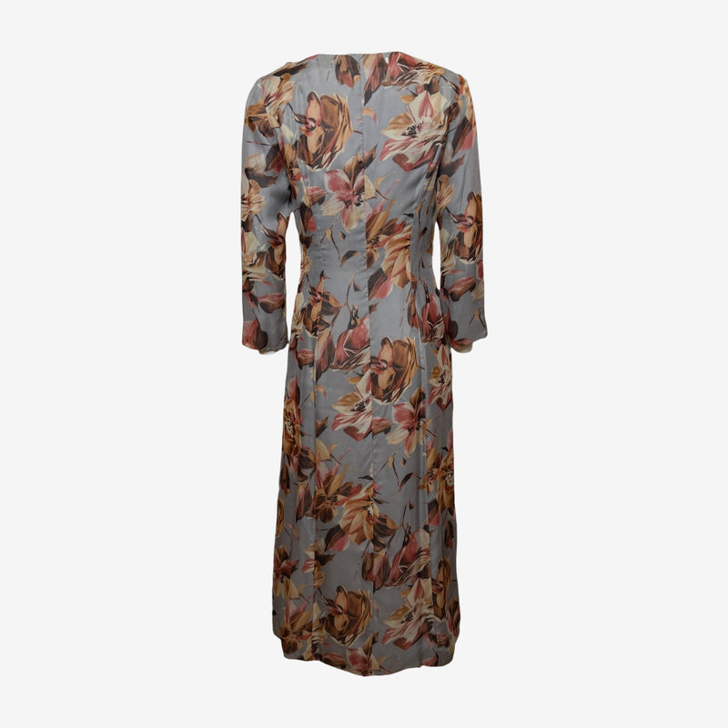 Dolce & Gabbana S/S 1997 Grey Floral-Print Button-Front Midi Coat