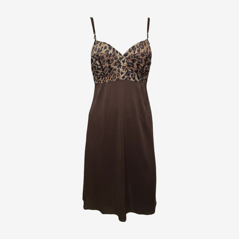 Dolce & Gabbana S/S 1997 Brown Leopard-Print Bustier Slip Dress