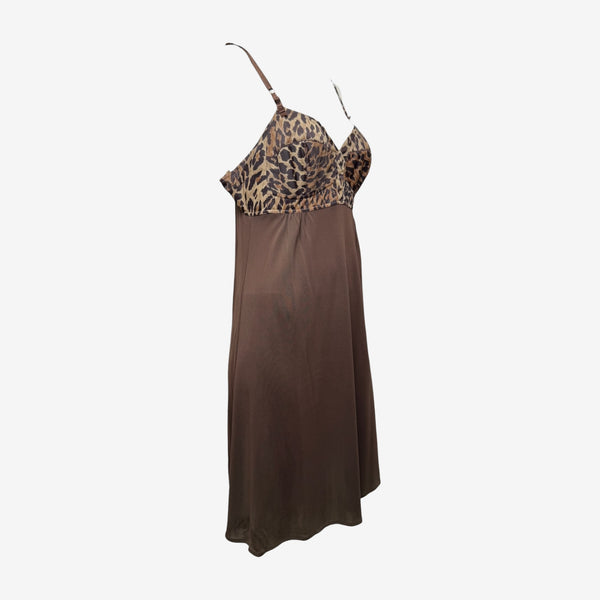 Dolce & Gabbana S/S 1997 Brown Leopard-Print Bustier Slip Dress