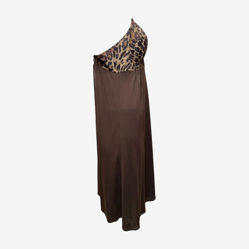 Dolce & Gabbana S/S 1997 Brown Leopard-Print Bustier Slip Dress