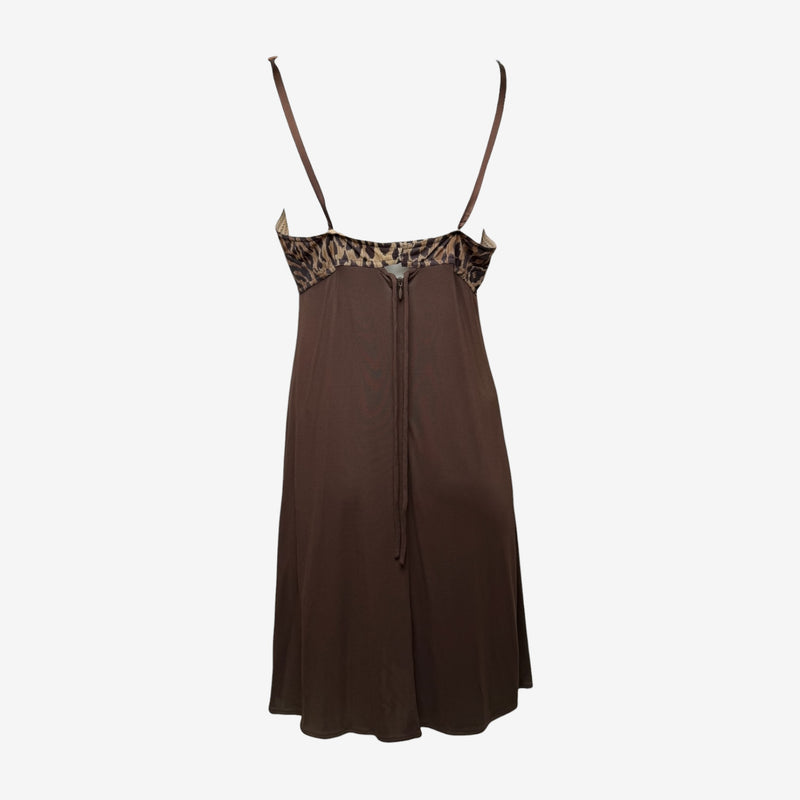 Dolce & Gabbana S/S 1997 Brown Leopard-Print Bustier Slip Dress