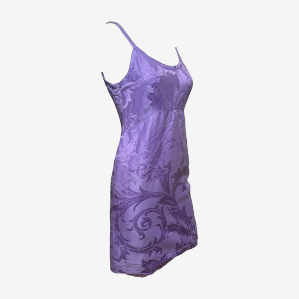 Gianni Versace F/W 2001 Purple Baroque-Print Slip Mini Dress