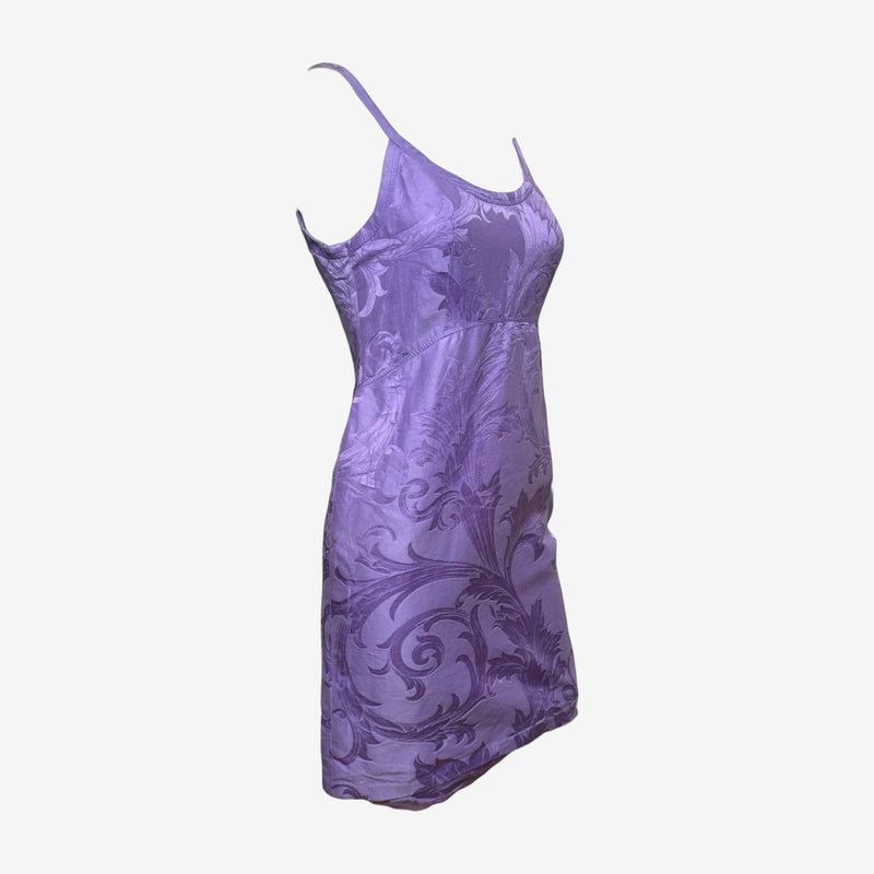 Gianni Versace F/W 2001 Purple Baroque-Print Slip Mini Dress