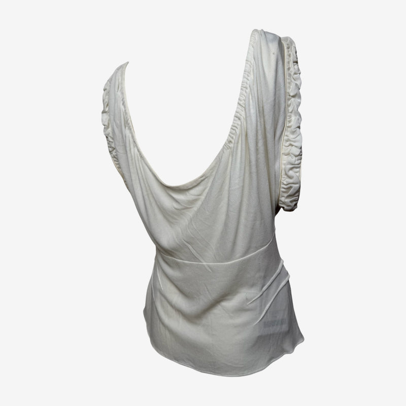 Gucci by Tom Ford S/S 2003 Ivory Ruched-Strap Tie-Front Top