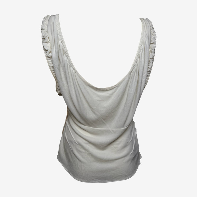 Gucci by Tom Ford S/S 2003 Ivory Ruched-Strap Tie-Front Top