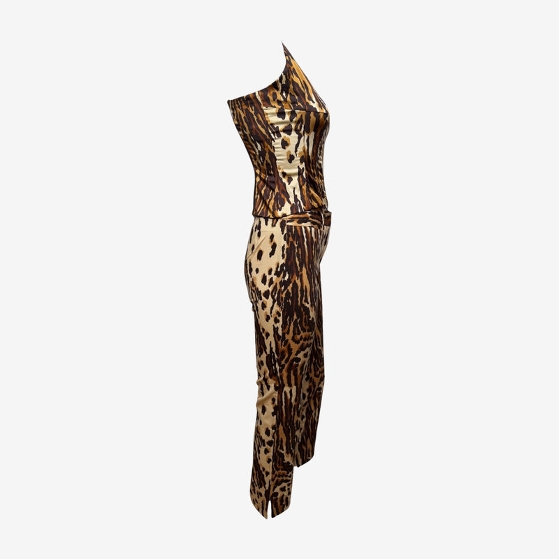 Dolce & Gabbana F/W 1999 Leopard Print Boned Corset And Straight-Leg Trousers Ensemble