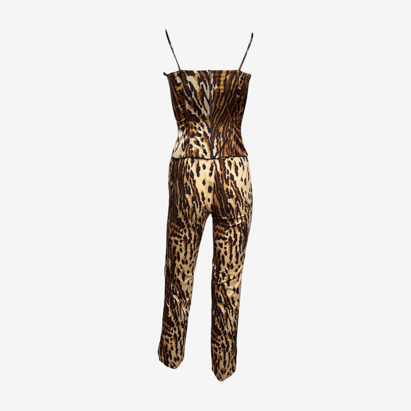 Dolce & Gabbana F/W 1999 Leopard Print Boned Corset And Straight-Leg Trousers Ensemble